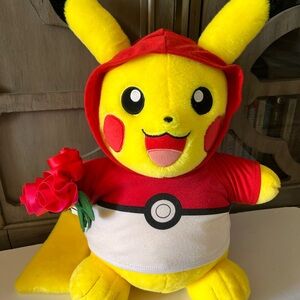 Build‑A‑Bear Pokémon Pikachu Plush 16" with Red Poké Ball Hoodie Official Rose
